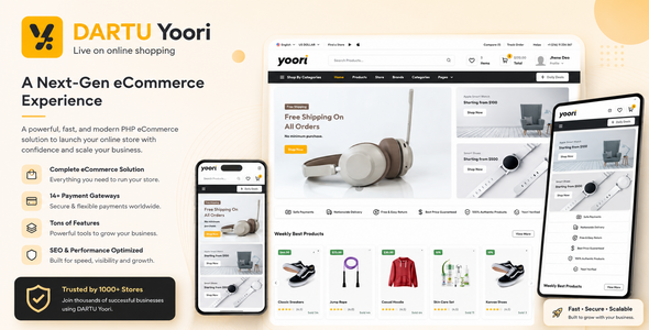 DARTU Yoori - Single & Multi-Vendor PWA Marketplace